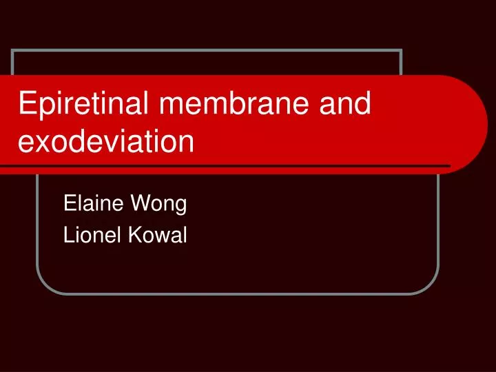 epiretinal membrane and exodeviation