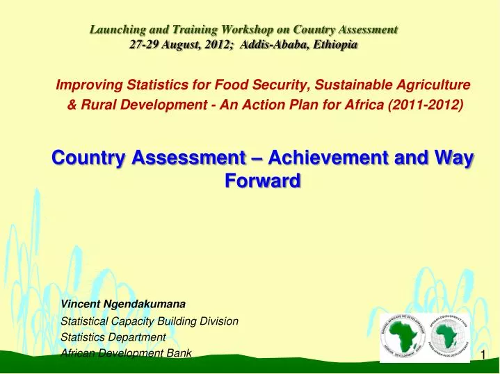launching and training workshop on country assessment 27 29 august 2012 addis ababa ethiopia