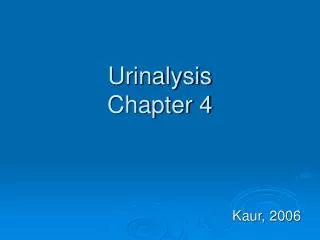 Urinalysis Chapter 4