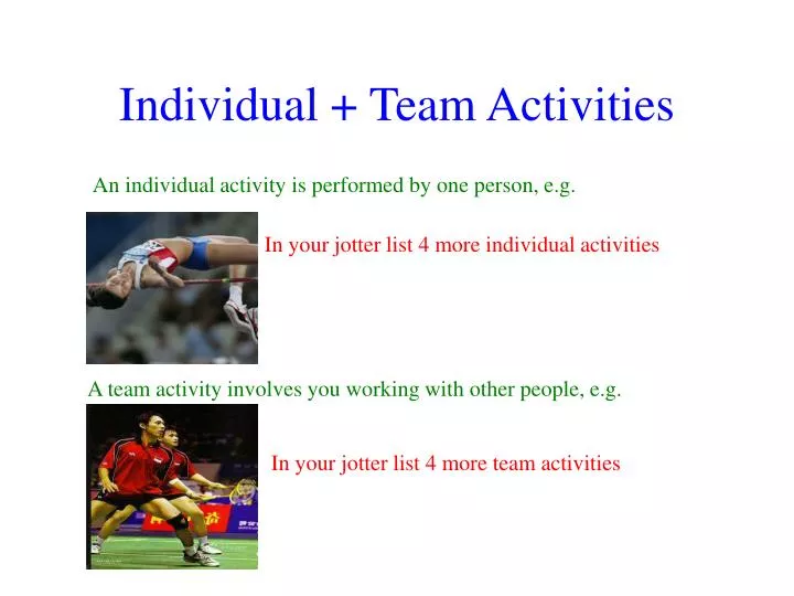 individual team activities