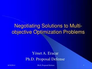 Negotiating Solutions to Multi-objective Optimization Problems