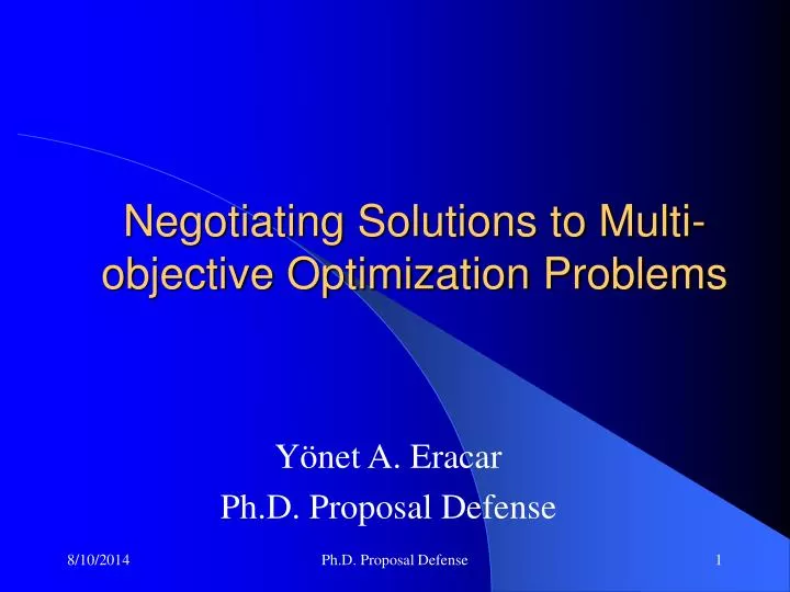negotiating solutions to multi objective optimization problems