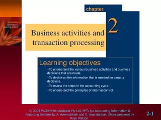 Business activities and transaction processing