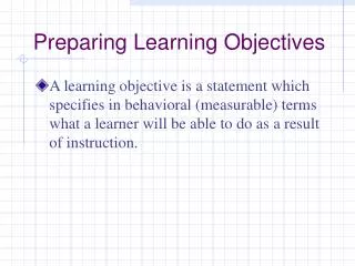 Preparing Learning Objectives