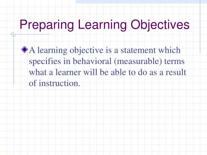 preparing learning objectives