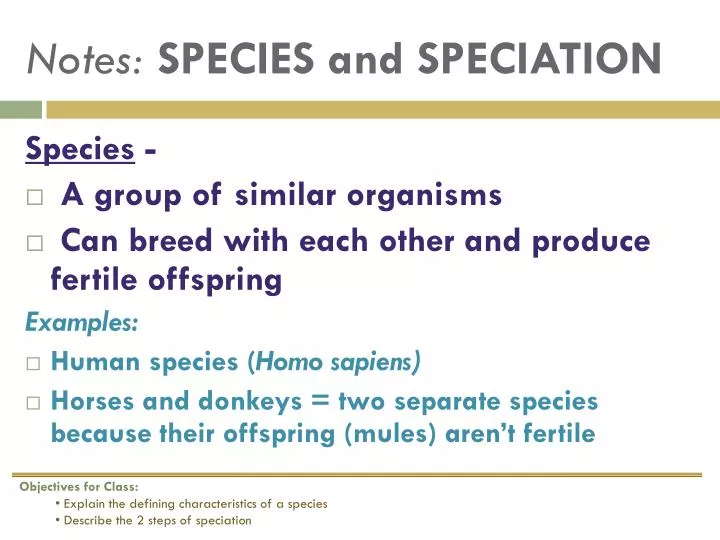 notes species and speciation