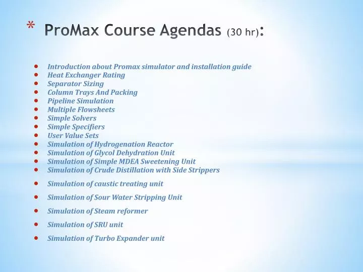 promax course agendas 30 hr