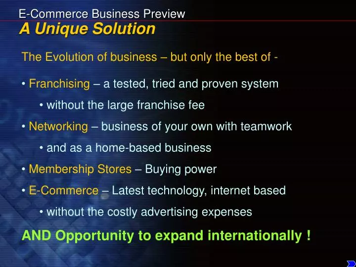 e commerce business preview a unique solution