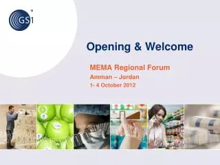 Opening &amp; Welcome