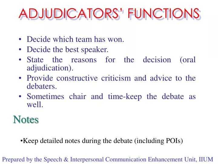 adjudicators functions