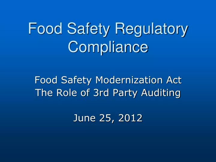 food safety regulatory compliance