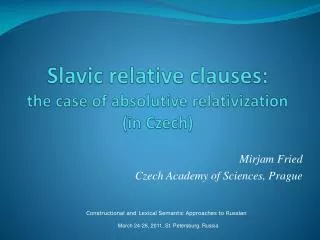 Slavic relative clauses: the case of absolutive relativization (in Czech)
