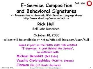 Rick Hull Bell Labs Research