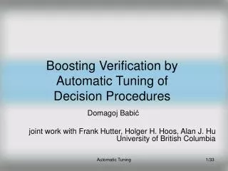 Boosting Verification by Automatic Tuning of Decision Procedures