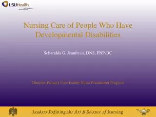Nursing Care of People Who Have Developmental Disabilities