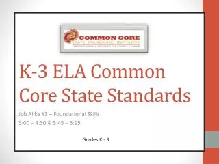 K-3 ELA Common Core State Standards