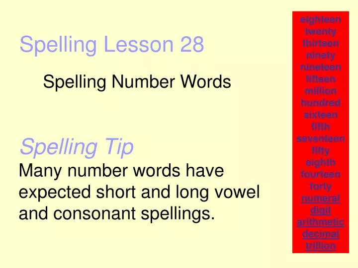 spelling lesson 28