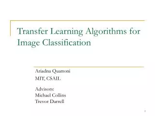 Transfer Learning Algorithms for Image Classification