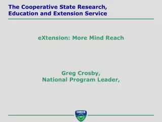 Greg Crosby, National Program Leader,
