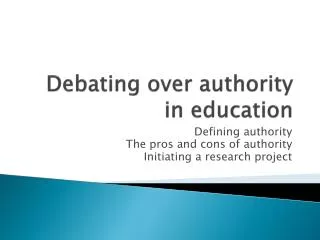 Debating over authority in education