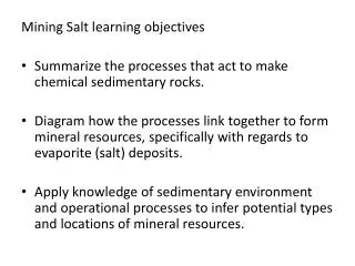 Mining Salt learning objectives