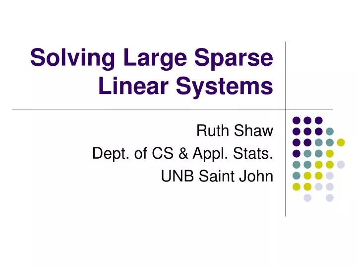 solving large sparse linear systems