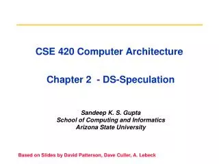 CSE 420 Computer Architecture Chapter 2 - DS-Speculation