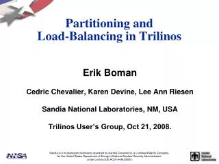 Partitioning and Load-Balancing in Trilinos