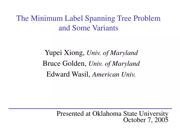 the minimum label spanning tree problem and some variants