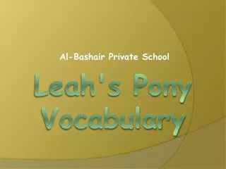 Leah's Pony Vocabulary