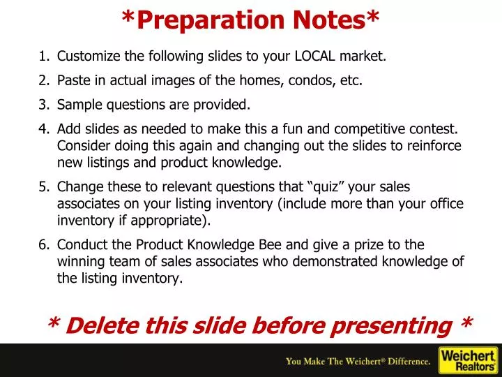 preparation notes