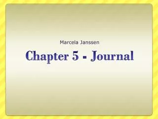 Chapter 5 - Journal