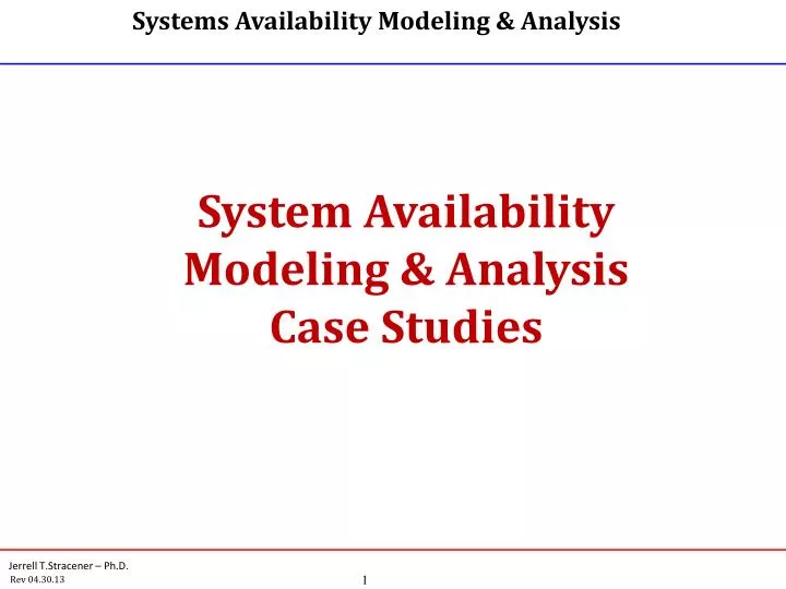 systems availability modeling analysis