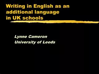 Writing in English as an additional language in UK schools