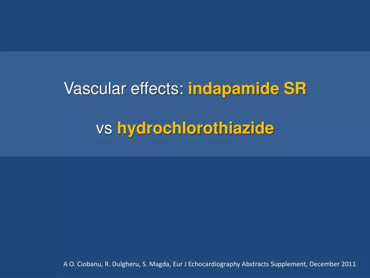 vascular effects indapamide sr vs hydrochlorothiazide