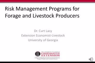 Risk Management Programs for Forage and Livestock Producers