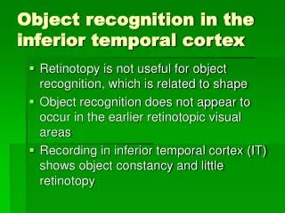 Object recognition in the inferior temporal cortex