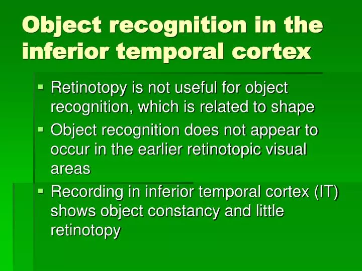 object recognition in the inferior temporal cortex