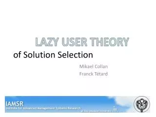 of Solution Selection