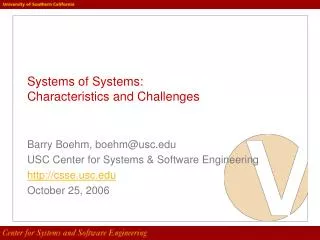Systems of Systems: Characteristics and Challenges