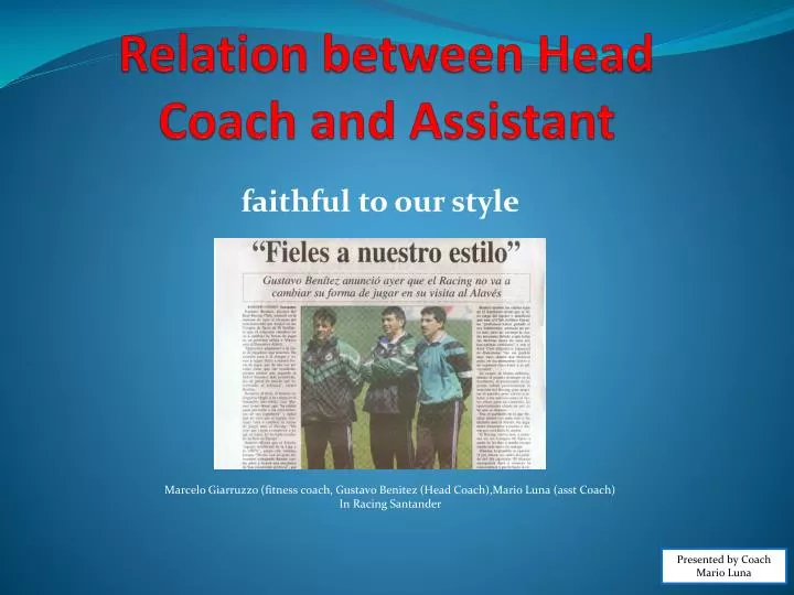 relation between head coach and assistant