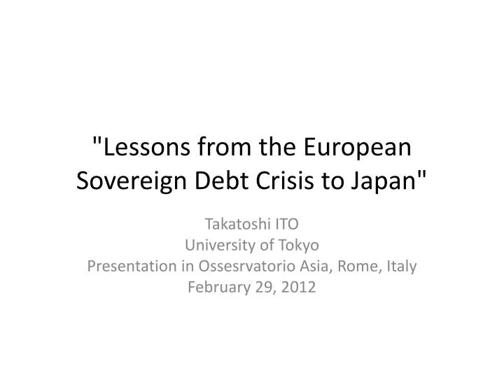 lessons from the european sovereign debt crisis to japan