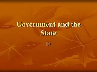 Government and the State