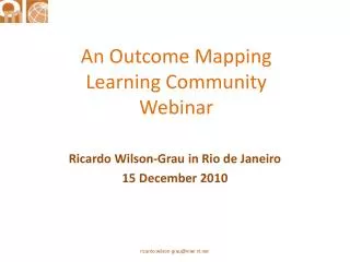 An Outcome Mapping Learning Community Webinar