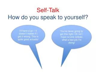 Self-Talk How do you speak to yourself?