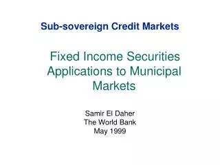 Sub-sovereign Credit Markets