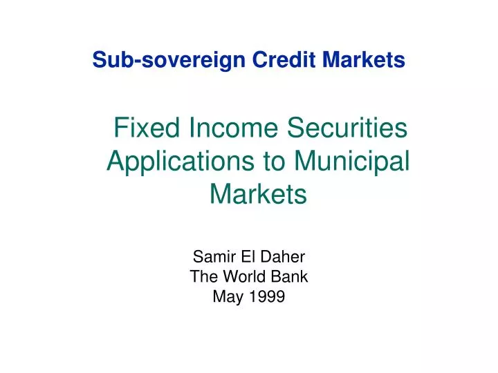 sub sovereign credit markets