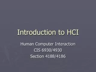 Introduction to HCI