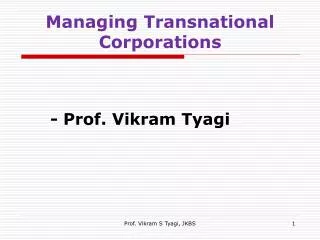 Managing Transnational Corporations