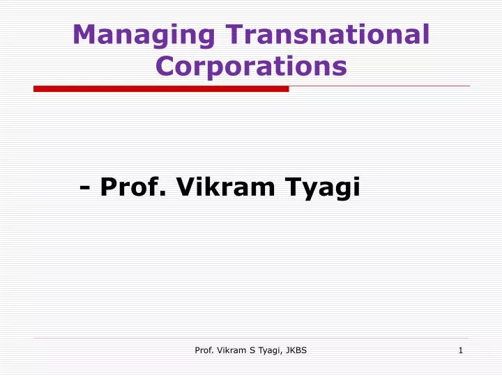 managing transnational corporations